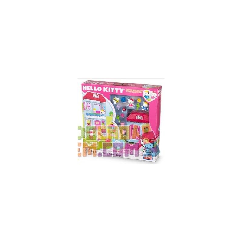 MEGA BLOKS 10824 non  CỬA HÀNG HOA bộ đồ chơi xếp lắp ráp ghép mô hình Hello Kitty FLOWER SHOP 68 khối