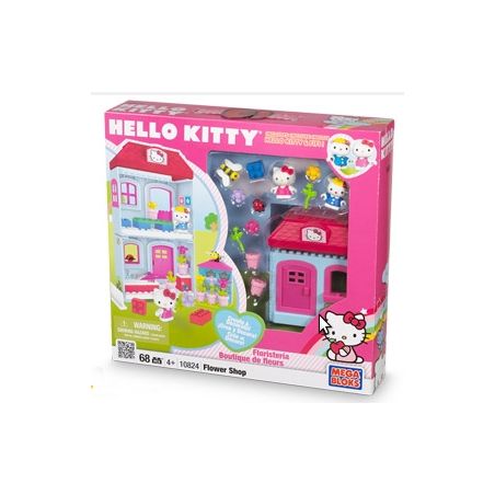 MEGA BLOKS 10824 non  CỬA HÀNG HOA bộ đồ chơi xếp lắp ráp ghép mô hình Hello Kitty FLOWER SHOP 68 khối