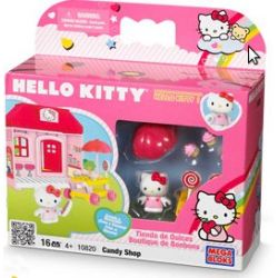 MEGA BLOKS 10820 non  CỬA HÀNG KẸO bộ đồ chơi xếp lắp ráp ghép mô hình Hello Kitty CANDY SHOP 16 khối