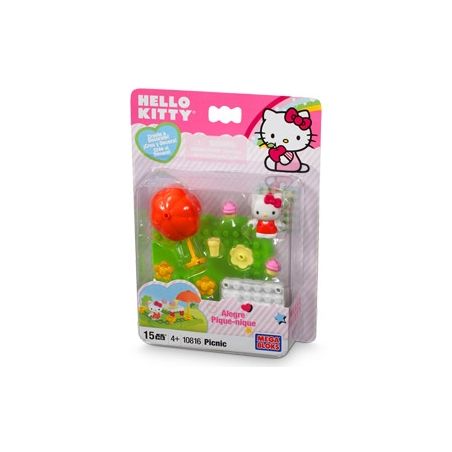 MEGA BLOKS 10816 non  ĐI CHƠI PICNIC bộ đồ chơi xếp lắp ráp ghép mô hình Hello Kitty 15 khối