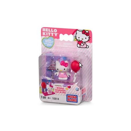 MEGA BLOKS 10814 non  SINH NHẬT bộ đồ chơi xếp lắp ráp ghép mô hình Hello Kitty BIRTHDAY 7 khối
