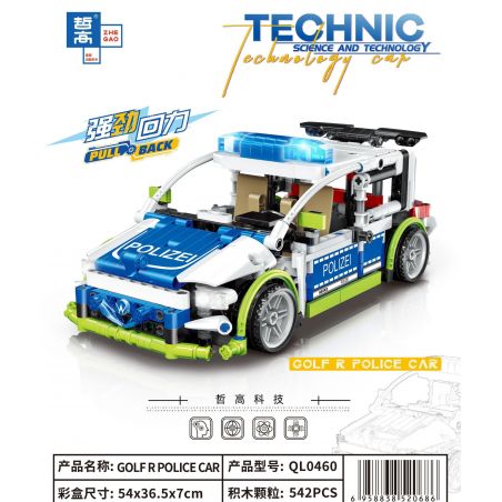 ZHEGAO QL0460 0460 non  XE CẢNH SÁT GOLF VOLKSWAGEN bộ đồ chơi xếp lắp ráp ghép mô hình  GOLF R POLICE CAR Kỹ Thuật Công Nghệ Cao Mô Hình Phương Tiện 542 khối
