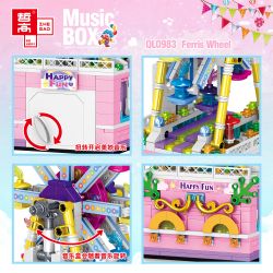 ZHEGAO QL0983 0983 non  ĐU QUAY bộ đồ chơi xếp lắp ráp ghép mô hình Seasonal MUSIC BOX FERRIS WHEEL Mùa Lễ Hội 529 khối