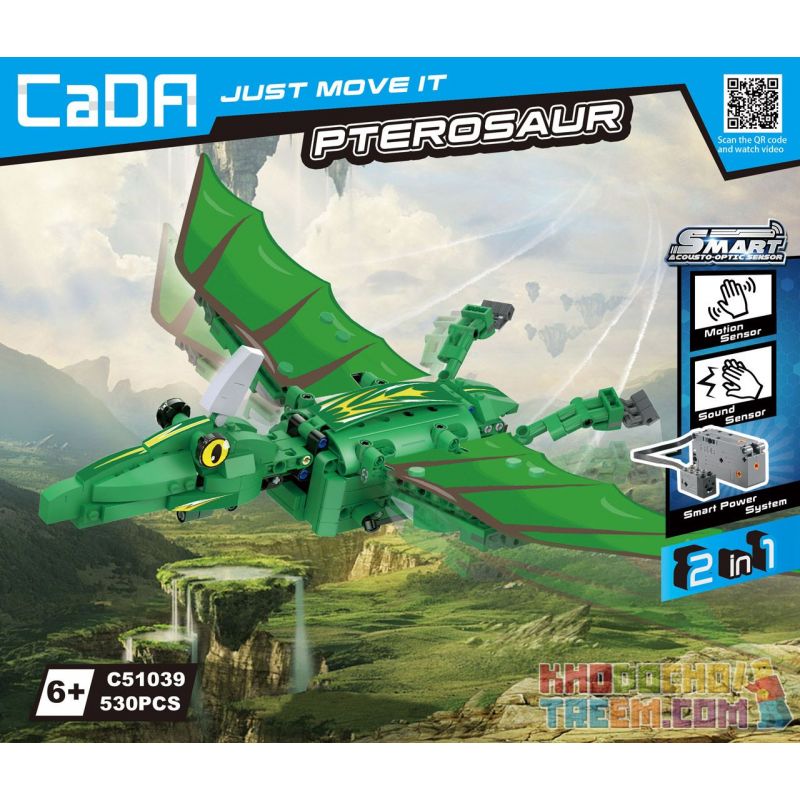 DOUBLEE CADA C51039 51039 non  RỒNG TAM GIÁC CÁNH bộ đồ chơi xếp lắp ráp ghép mô hình Creator DINOSAUR TRICERATOPS、PTEROSAUR Sáng Tạo 530 khối