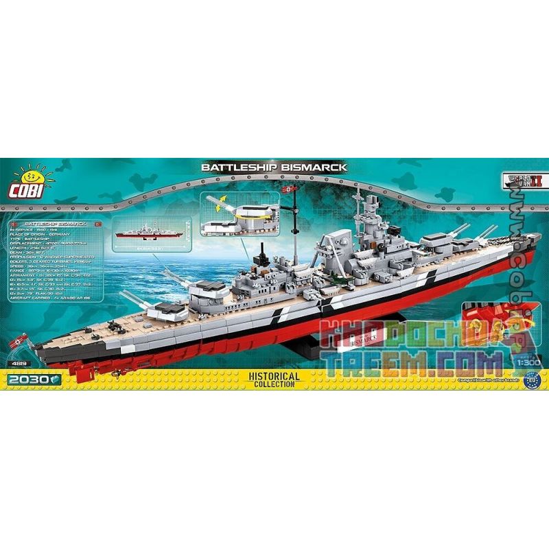 COBI CHARACTER BUILDING 4819 COBI-4819 COBI4819 non  CHIẾN HẠM BISMARCK bộ đồ chơi xếp lắp ráp ghép mô hình Military Army BATTLESHIP BISMARCK Quân Sự Bộ Đội 2030 khối