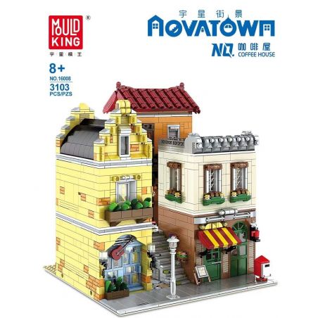 MouldKing 16008 Mould King 16008 non  QUÁN CÀ PHÊ bộ đồ chơi xếp lắp ráp ghép mô hình Modular Buildings COFFEE HOUSE Mô Hình Nhà Cửa 3103 khối