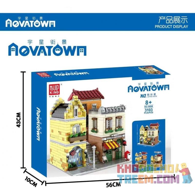 MouldKing 16008 Mould King 16008 non  QUÁN CÀ PHÊ bộ đồ chơi xếp lắp ráp ghép mô hình Modular Buildings COFFEE HOUSE Mô Hình Nhà Cửa 3103 khối