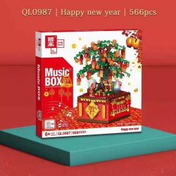 ZHEGAO QL0987 0987 non  CÂY TÀI LỘC bộ đồ chơi xếp lắp ráp ghép mô hình Seasonal MUSIC BOX HAPPY NEW YEAR Mùa Lễ Hội 566 khối
