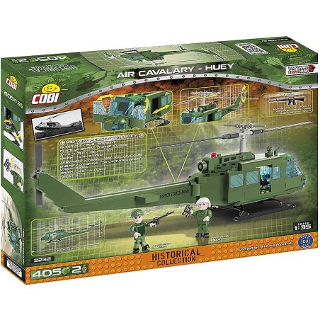COBI 2232 non  TRỰC THĂNG HUEY CỦA KHÔNG QUÂN bộ đồ chơi xếp lắp ráp ghép mô hình Military Army AIR CAVALARY - HUEY Quân Sự Bộ Đội 405 khối