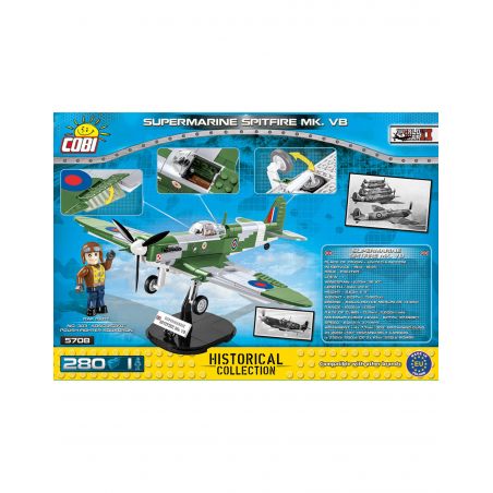 COBI 5708 non  SUPER MARLIN SPITFIRE MK.VB bộ đồ chơi xếp lắp ráp ghép mô hình Military Army SUPERMARINE SPITFIRE MK.VB Quân Sự Bộ Đội 280 khối