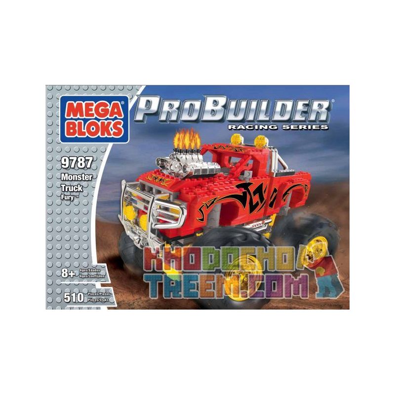 MEGA BLOKS 9787 non  MONSTER TRUCK FURIOUS. bộ đồ chơi xếp lắp ráp ghép mô hình Speed Champions Racing Cars MONSTER TRUCK FURY Đua Xe Công Thức 510 khối