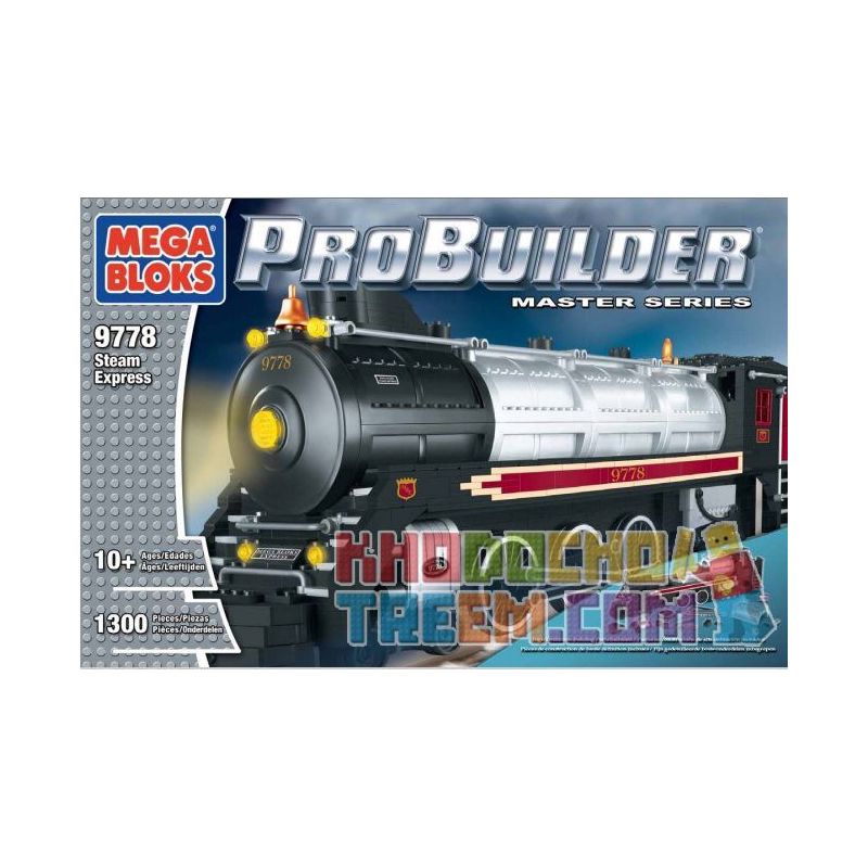 MEGA BLOKS 9778 non  STEAM EXPRESS. bộ đồ chơi xếp lắp ráp ghép mô hình 1300 khối