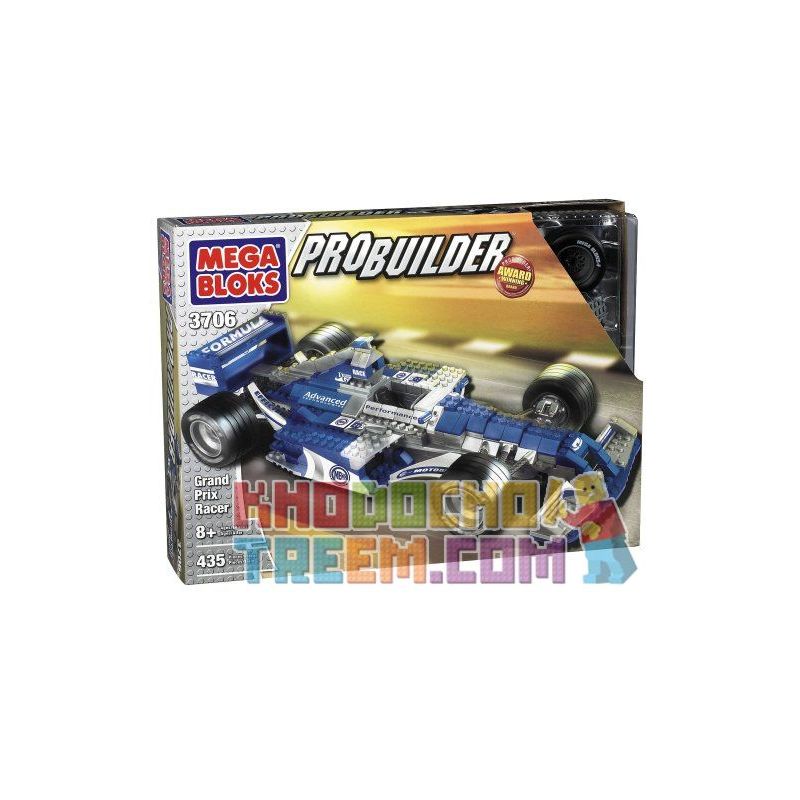 MEGA BLOKS 3706 non  ĐUA XE GRAND PRIX bộ đồ chơi xếp lắp ráp ghép mô hình Speed Champions Racing Cars GRAND PRIX RACER Đua Xe Công Thức 435 khối