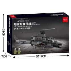 MINGDI K080 non  MÁY BAY TRỰC THĂNG VŨ TRANG AH-1W COBRA bộ đồ chơi xếp lắp ráp ghép mô hình Military Army MILITARY COBRA HELICOPTER Quân Sự Bộ Đội 815 khối