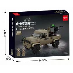 MINGDI K075 non  XE TẤN CÔNG BÁN TẢI TRINH SÁT 4X4 bộ đồ chơi xếp lắp ráp ghép mô hình Military Army MILITARY PICKUP TRUCKS Quân Sự Bộ Đội 258 khối