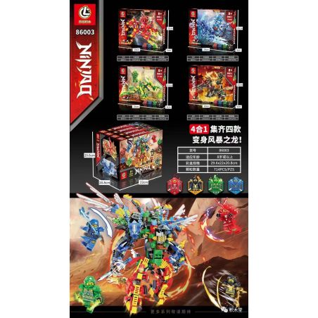 LE CHUANG 86003 non  KẾT HỢP STORM DRAGON 4 bộ đồ chơi xếp lắp ráp ghép mô hình The  Ninjago Movie Ninja Lốc Xoáy 714 khối