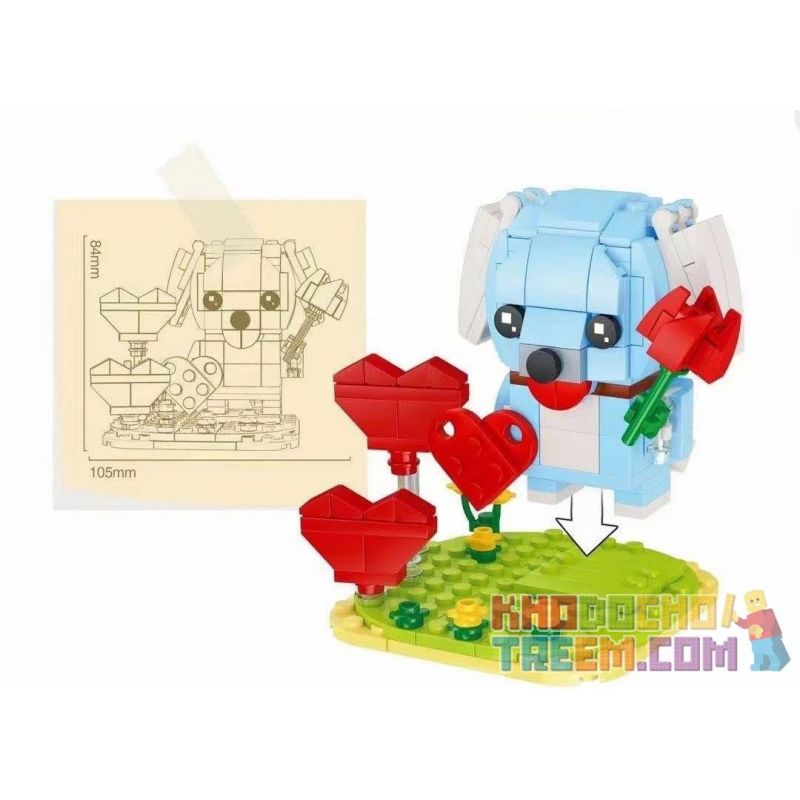 QIZHILE 90016-01 90016-02 non  CHÓ ĐƠN 2 bộ đồ chơi xếp lắp ráp ghép mô hình Brickheadz DAMN SINGLE Nhân Vật Đầu To 194 khối