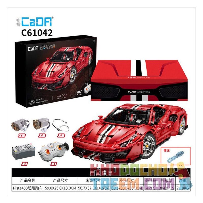 DOUBLEE CADA C61042 61042 C61043 61043 C61057 61057 SUPER 18K K155 TA GAOLE T5005 5005 T5005A 5005A non  FERRARI 488 1: 8 tỷ lệ 1:8 bộ đồ chơi xếp lắp ráp ghép mô hình  MASTER FERRARI 488 Kỹ Thuật Công Nghệ Cao Mô Hình Phương Tiện 3229 khối