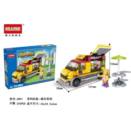 NOT  PIZZA VAN 60150 HSANHE 6851 Bela Lari 10648 xếp lắp ráp ghép mô hình PIZZA VAN VÂN XE ĐẨY City Thành Phố 249 khối