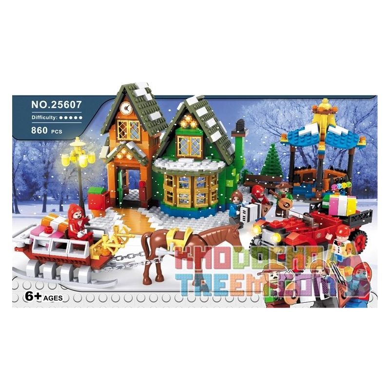 NOT  WINTER VILLAGE POST OFFICE 10222 AUSINI 25607 xếp lắp ráp ghép mô hình BƯU ĐIỆN LÀNG MÙA ĐÔNG Advanced Models 822 khối