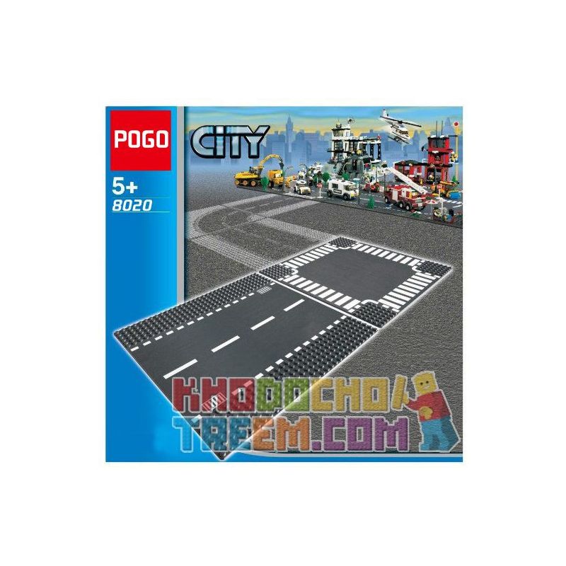 NOT  STRAIGHT & T-JUNCTION 60236 POGO 8020 xếp lắp ráp ghép mô hình GIAO LỘ THẲNG & CHỮ ĐƯỜNG VÀ NỐI City Thành Phố 2 khối