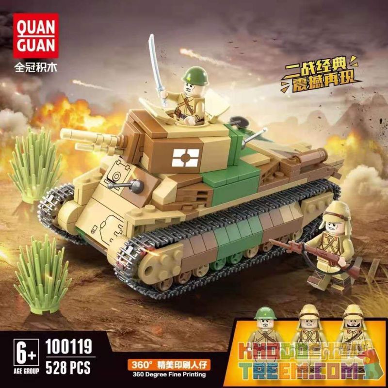 QuanGuan 100119 Quan Guan 100119 non  TĂNG HẠNG TRUNG KIỂU 89 bộ đồ chơi xếp lắp ráp ghép mô hình Military Army TYPE 89 I-GO Quân Sự Bộ Đội 528 khối