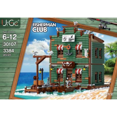 URGE 30107 non  CÂU LẠC BỘ NGƯ DÂN bộ đồ chơi xếp lắp ráp ghép mô hình Town FISHERMAN CLUB Thị Trấn 3521 khối