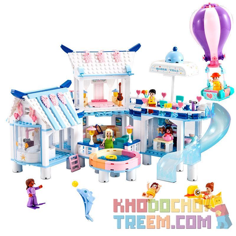 SLUBAN M38-B0929 B0929 0929 M38B0929 38-B0929 non  BIỆT THỰ CÓ HỒ BƠI NHÌN RA ĐẠI DƯƠNG bộ đồ chơi xếp lắp ráp ghép mô hình  Các Bạn Gái 938 khối