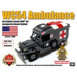 BRICKMANIA 281B non  GÓI TRỢ CẤP XE CỨU THƯƠNG WC54 bộ đồ chơi xếp lắp ráp ghép mô hình Military Army WC54 AMBULANCE BONUS PACK Quân Sự Bộ Đội 253 khối
