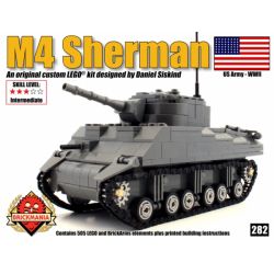 BRICKMANIA 282 non  XE TĂNG M4 SHERMAN bộ đồ chơi xếp lắp ráp ghép mô hình Military Army Quân Sự Bộ Đội 505 khối