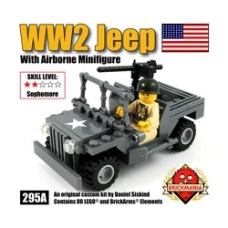 BRICKMANIA 295A non  XE JEEP THỜI THẾ CHIẾN II VÀ CÁC NHÂN VẬT NHỎ CỦA KHÔNG QUÂN HOA KỲ bộ đồ chơi xếp lắp ráp ghép mô hình Military Army WW2 JEEP WITH US AIRBORNE MINIFIG Quân Sự Bộ Đội 80 khối