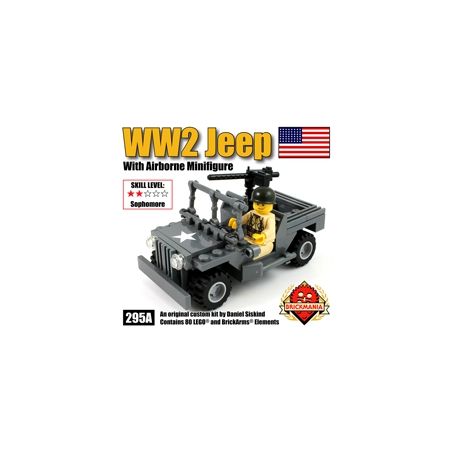 BRICKMANIA 295A non  XE JEEP THỜI THẾ CHIẾN II VÀ CÁC NHÂN VẬT NHỎ CỦA KHÔNG QUÂN HOA KỲ bộ đồ chơi xếp lắp ráp ghép mô hình Military Army WW2 JEEP WITH US AIRBORNE MINIFIG Quân Sự Bộ Đội 80 khối