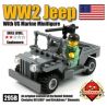 BRICKMANIA 295B non  XE JEEP THỜI THẾ CHIẾN II VÀ CÁC NHÂN VẬT HẢI QUÂN HOA KỲ bộ đồ chơi xếp lắp ráp ghép mô hình Military Army WW2 JEEP WITH US MARINE MINIFIG Quân Sự Bộ Đội 80 khối