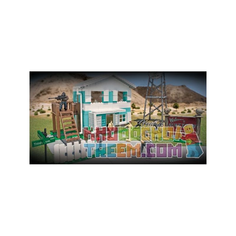 MEGA BLOKS 6878 non  THỊ TRẤN NỔ HẠT NHÂN bộ đồ chơi xếp lắp ráp ghép mô hình Call Of Duty NUKETOWN 689 khối