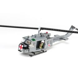 BRICKMANIA 1014_MEGA non  TRỰC THĂNG UH-1D bộ đồ chơi xếp lắp ráp ghép mô hình Military Army UH-1D IROQUOIS Quân Sự Bộ Đội 378 khối