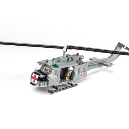 BRICKMANIA 1014_MEGA non  TRỰC THĂNG UH-1D bộ đồ chơi xếp lắp ráp ghép mô hình Military Army UH-1D IROQUOIS Quân Sự Bộ Đội 378 khối