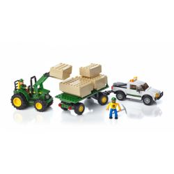 MEGA BLOKS 80848 80841 non  ĐƠN VỊ VẬN CHUYỂN JOHN DEERE HAY BALE bộ đồ chơi xếp lắp ráp ghép mô hình City JOHN DEERE BALE TRANSPORT UNIT Thành Phố 384 khối