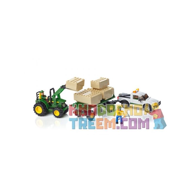 MEGA BLOKS 80848 80841 non  ĐƠN VỊ VẬN CHUYỂN JOHN DEERE HAY BALE bộ đồ chơi xếp lắp ráp ghép mô hình City JOHN DEERE BALE TRANSPORT UNIT Thành Phố 384 khối