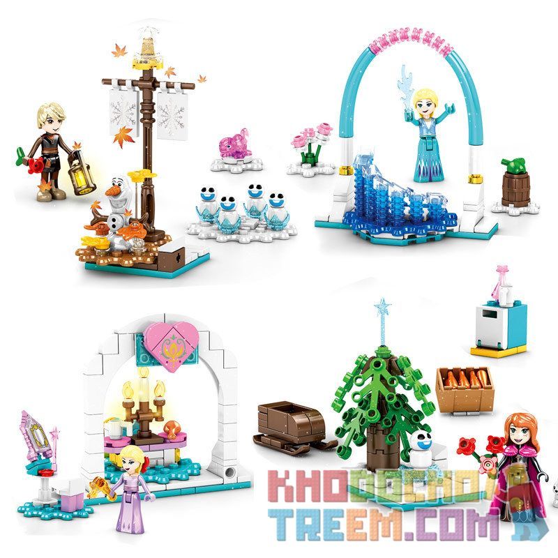 SHENG YUAN SY SY1533A 1533A SY1533B 1533B SY1533C 1533C SY1533D 1533D non  4 MÔ HÌNH bộ đồ chơi xếp lắp ráp ghép mô hình Disney Princess ICE AND SNOW PRINCESS Công Chúa 403 khối