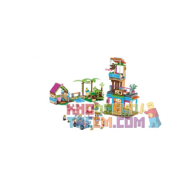 MEGA BLOKS FDY98 non  KHU BẢO TỒN RỪNG NHIỆT ĐỚI LEA'S 2 TRONG 1 bộ đồ chơi xếp lắp ráp ghép mô hình  LEA'S 2-IN-1 RAINFOREST SANCTUARY Các Bạn Gái 760 khối