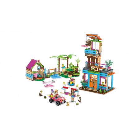 MEGA BLOKS FDY98 non  KHU BẢO TỒN RỪNG NHIỆT ĐỚI LEA'S 2 TRONG 1 bộ đồ chơi xếp lắp ráp ghép mô hình  LEA'S 2-IN-1 RAINFOREST SANCTUARY Các Bạn Gái 760 khối