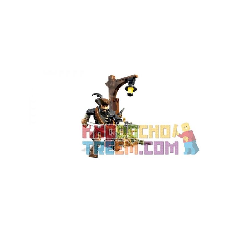 MEGA BLOKS DLC06 non  RÂU ĐEN bộ đồ chơi xếp lắp ráp ghép mô hình Assassin's Creed BLACKBEARD 22 khối