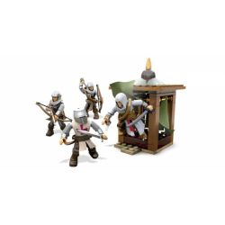 MEGA BLOKS DLC08 non  GÓI CHIẾN ĐẤU TEMPLAR WARRIOR CRUSADER bộ đồ chơi xếp lắp ráp ghép mô hình Assassin's Creed TEMPLAR CRUSADERS BATTALION PACK 57 khối