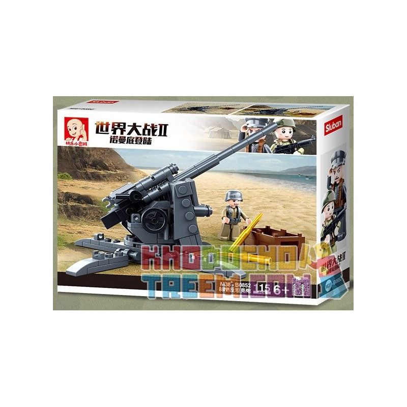 SLUBAN M38-B0852 B0852 0852 M38B0852 38-B0852 non  SÚNG CHỐNG TĂNG 88MM CỦA ĐỨC bộ đồ chơi xếp lắp ráp ghép mô hình Military Army Quân Sự Bộ Đội 115 khối