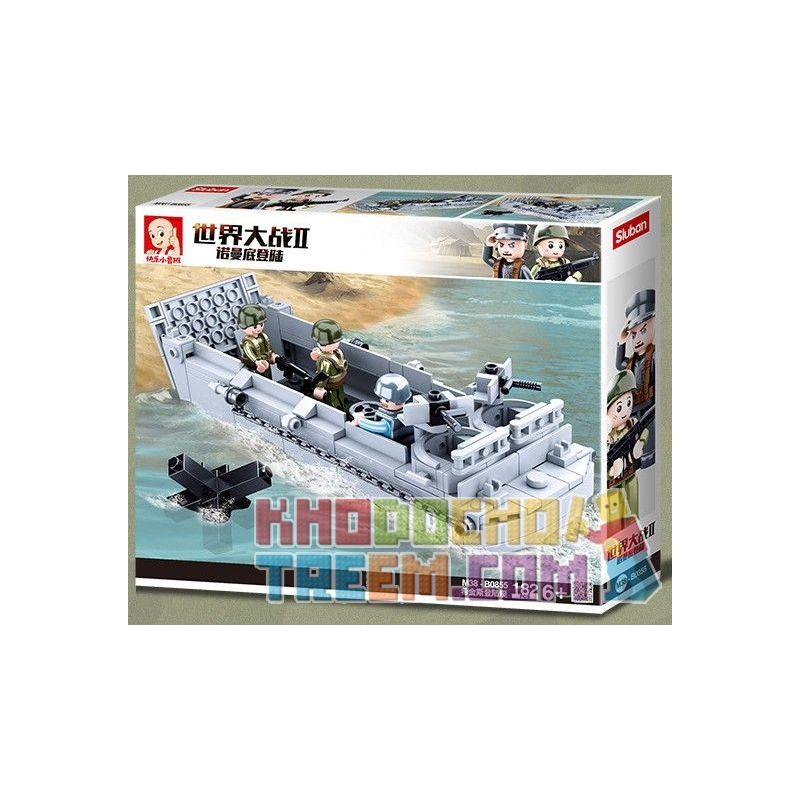 SLUBAN M38-B0855 B0855 0855 M38B0855 38-B0855 non  TÀU ĐỔ BỘ HIGGINS bộ đồ chơi xếp lắp ráp ghép mô hình Military Army Quân Sự Bộ Đội 182 khối