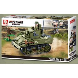 SLUBAN M38-B0856 B0856 0856 M38B0856 38-B0856 non  XE TĂNG HẠNG NHẸ M5 STUART CỦA QUÂN ĐỘI HOA KỲ bộ đồ chơi xếp lắp ráp ghép mô hình Military Army Quân Sự Bộ Đội 344 khối