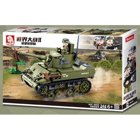 SLUBAN M38-B0856 B0856 0856 M38B0856 38-B0856 non  XE TĂNG HẠNG NHẸ M5 STUART CỦA QUÂN ĐỘI HOA KỲ bộ đồ chơi xếp lắp ráp ghép mô hình Military Army Quân Sự Bộ Đội 344 khối