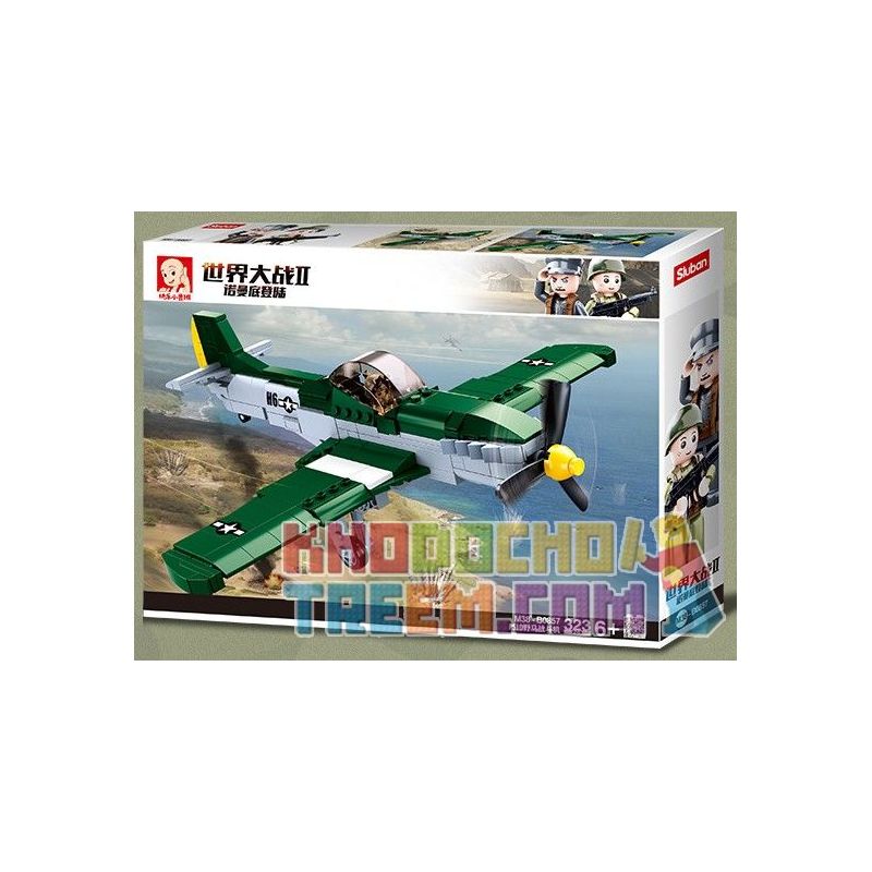 SLUBAN M38-B0857 B0857 0857 M38B0857 38-B0857 non  MÁY BAY CHIẾN ĐẤU MUSTANG P51D bộ đồ chơi xếp lắp ráp ghép mô hình Military Army Quân Sự Bộ Đội 323 khối