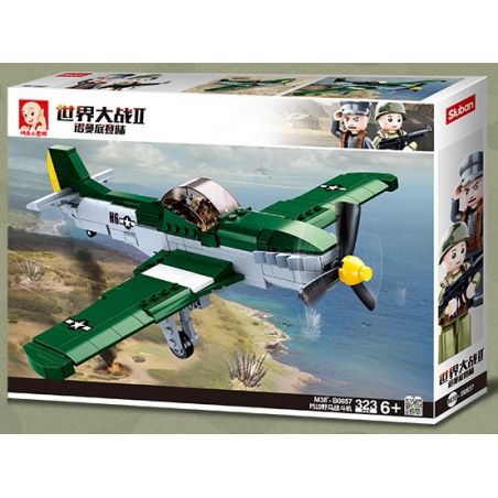 SLUBAN M38-B0857 B0857 0857 M38B0857 38-B0857 non  MÁY BAY CHIẾN ĐẤU MUSTANG P51D bộ đồ chơi xếp lắp ráp ghép mô hình Military Army Quân Sự Bộ Đội 323 khối
