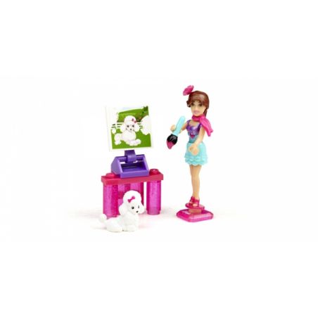 MEGA BLOKS 80237 non  CÔ GIÁO DẠY NGHỆ THUẬT BARBIE bộ đồ chơi xếp lắp ráp ghép mô hình  ART TEACHER TERESA® Các Bạn Gái 20 khối